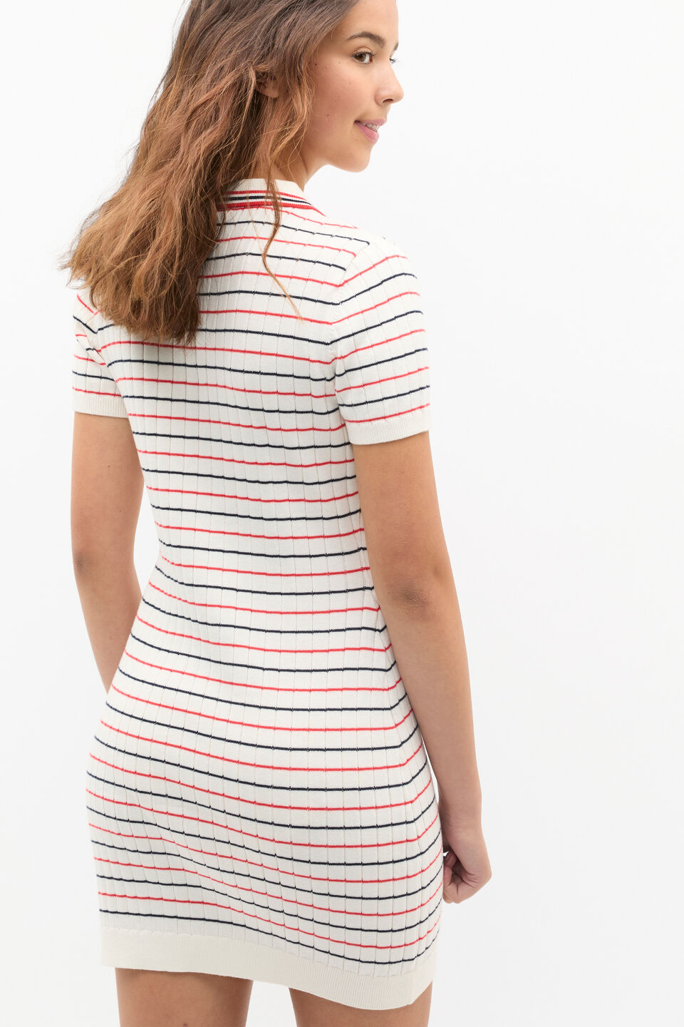 Stripe Knit Dress  Light Cream