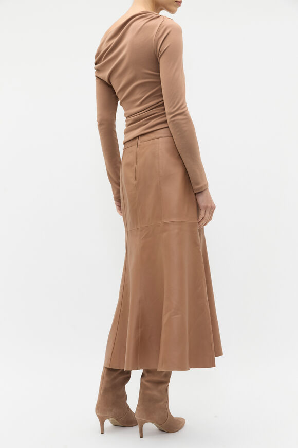 Leather Fit and Flare Skirt  Amaretto  hi-res