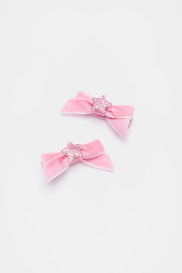 Star Velvet Bow Duck Clips  Multi  hi-res