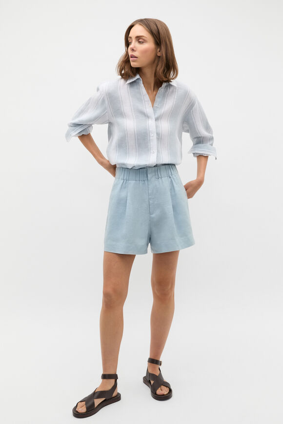 Linen Oversized Shirt  Bluebell Stripe  hi-res