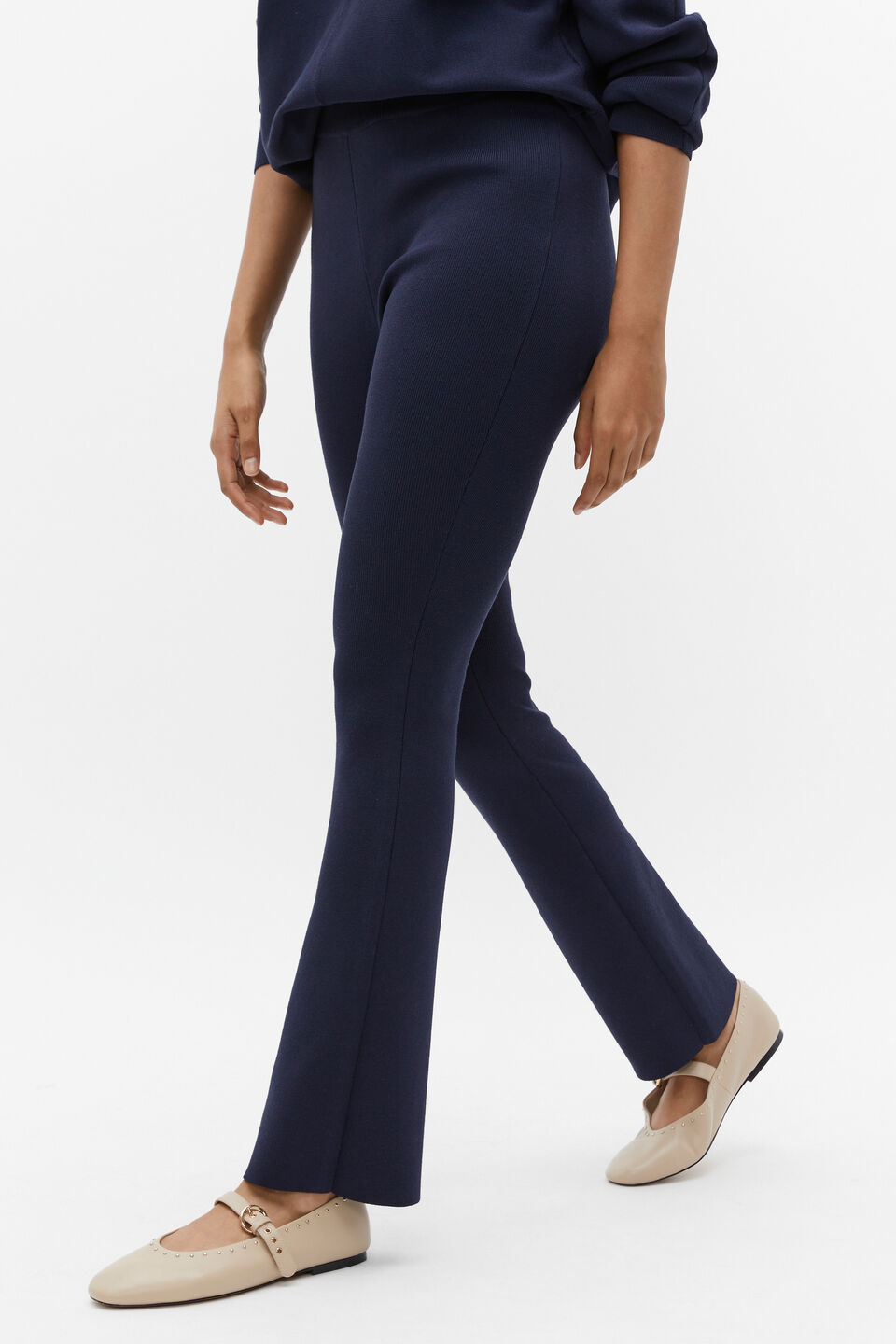 Crepe Knit Kick Flare  Midnight Sky