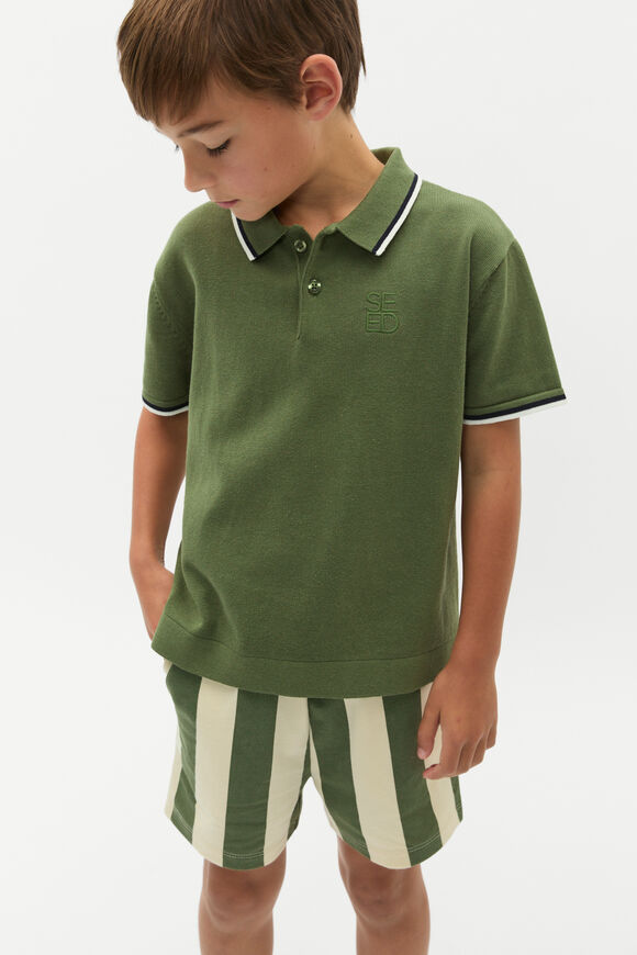 Knit Logo Polo  Dark Sage  hi-res