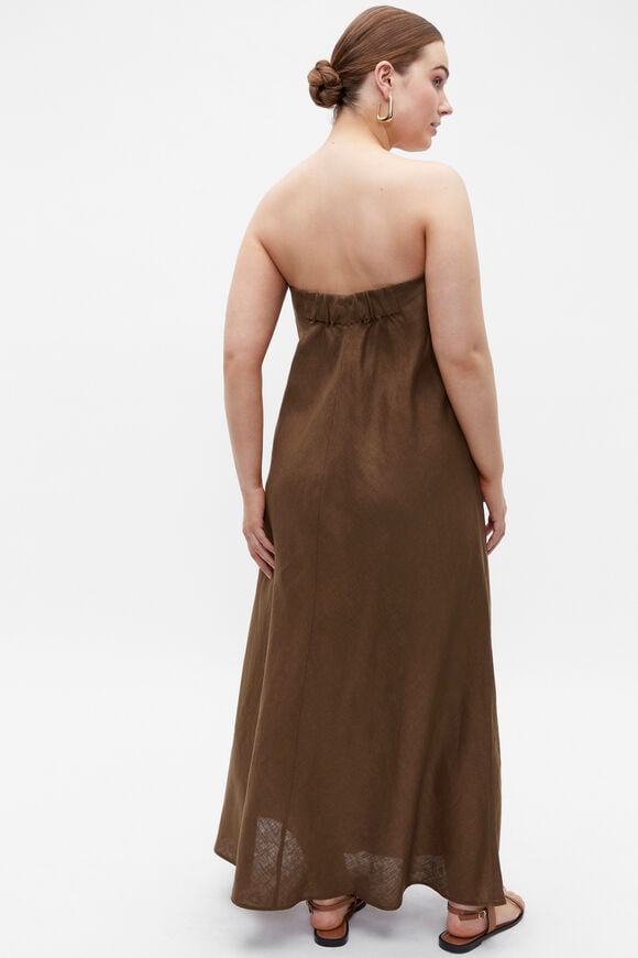 Core Linen Strapless Maxi Dress  Dark Praline  hi-res