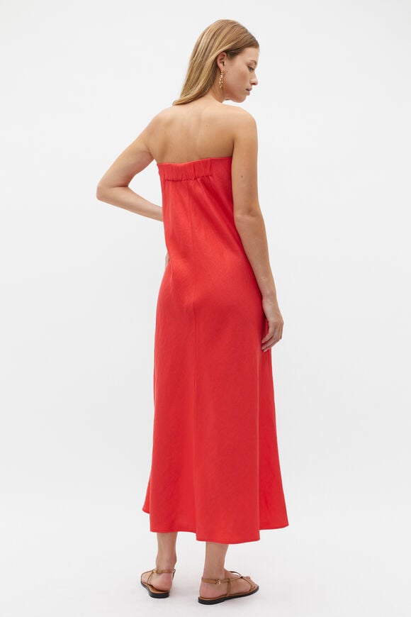 Core Linen Strapless Maxi Dress  Strawberry Red  hi-res