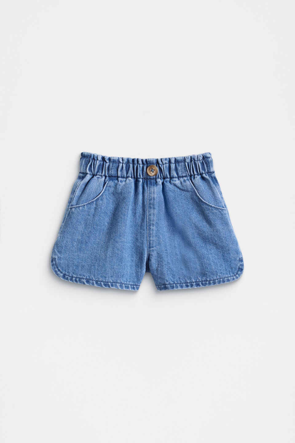 Denim Button Short  Classic Blue
