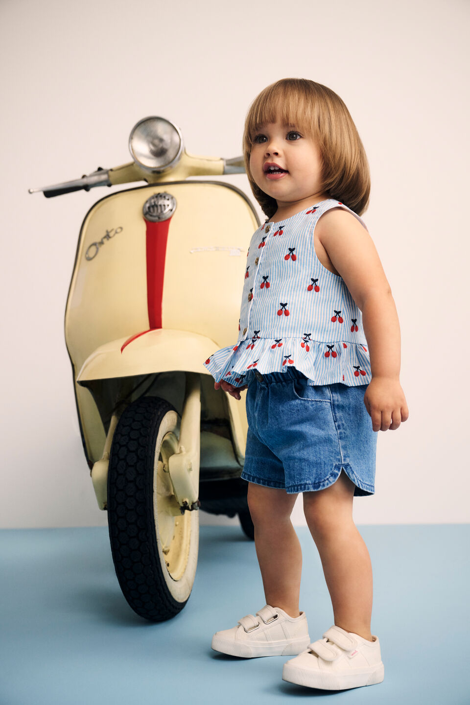 Denim Button Short  Classic Blue