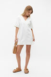 Denim V Neck Mini Dress  Cloud Cream  hi-res