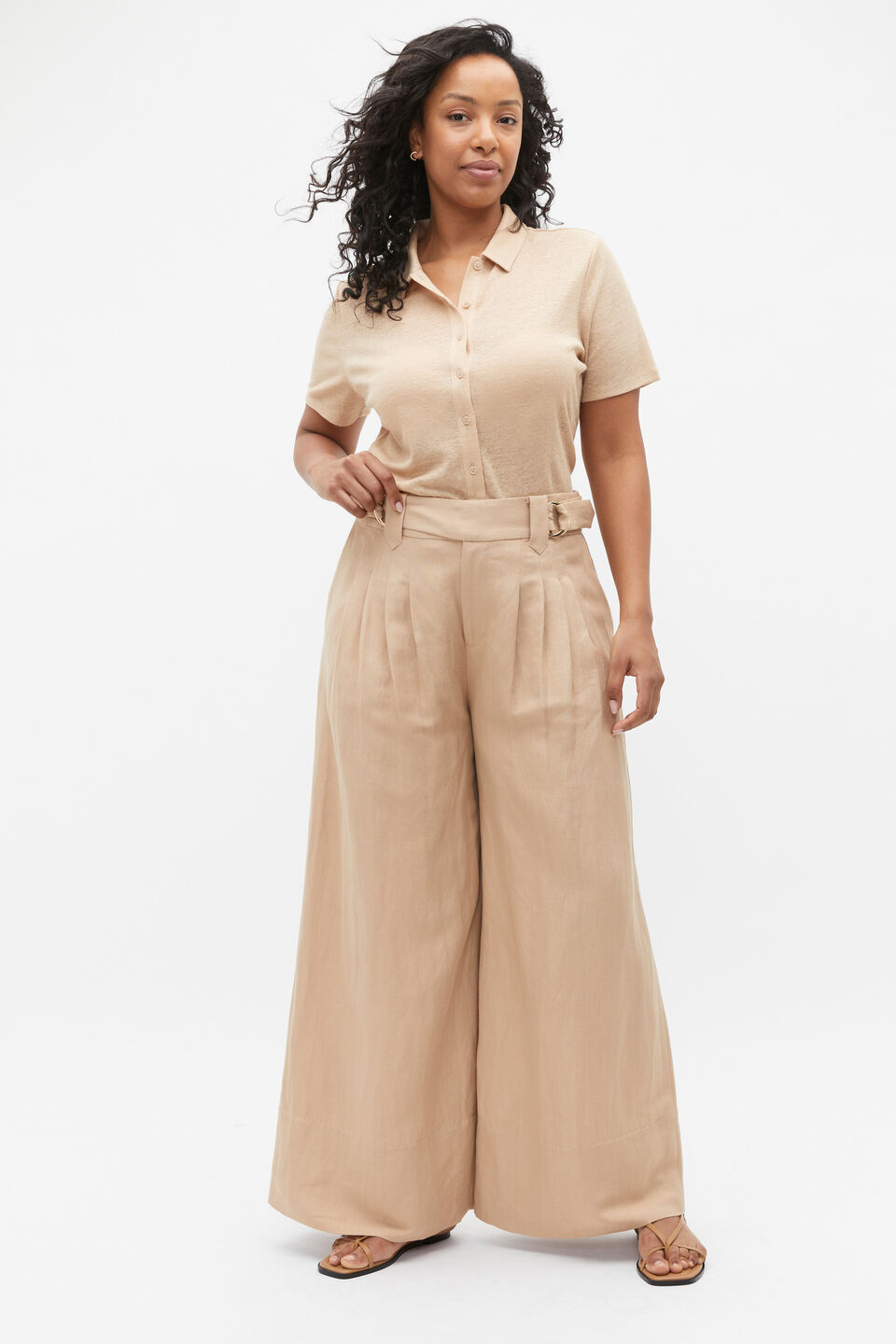 D Ring Pleat Pant  Nougat