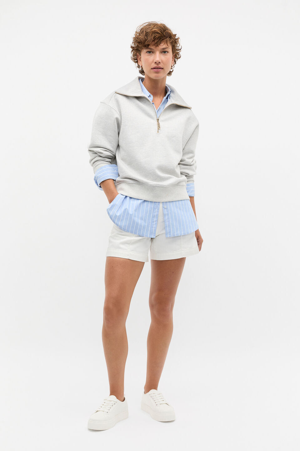 Core Heritage Half Zip Sweat  Vintage Grey Marle