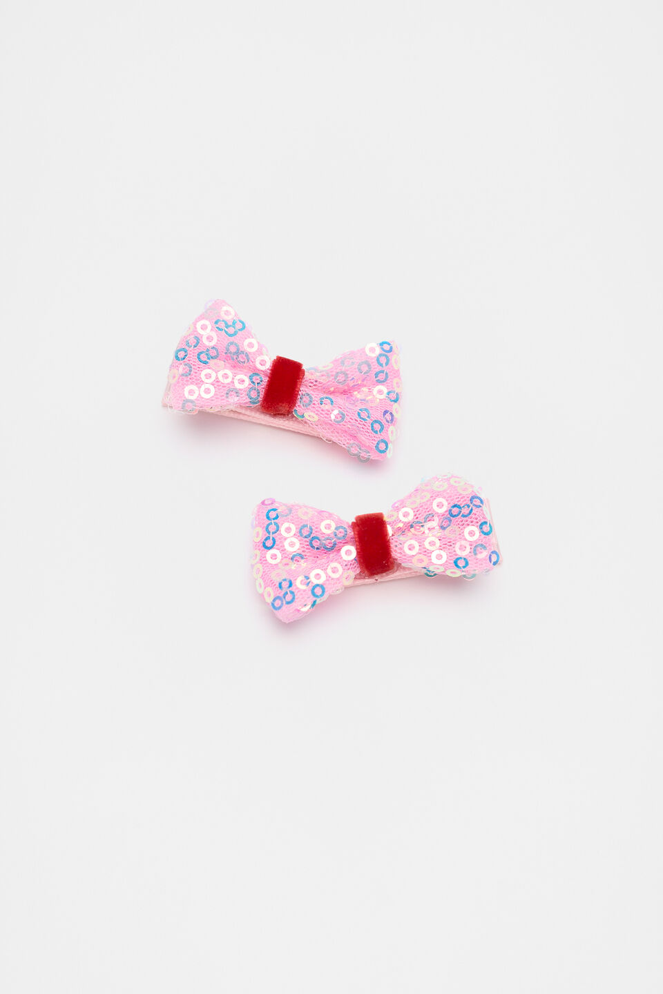 Sequin Bow Duck Clips  Candy Pink