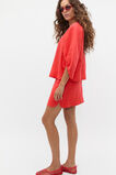Linen Curve Hem Mini Skirt  Electric Crimson  hi-res