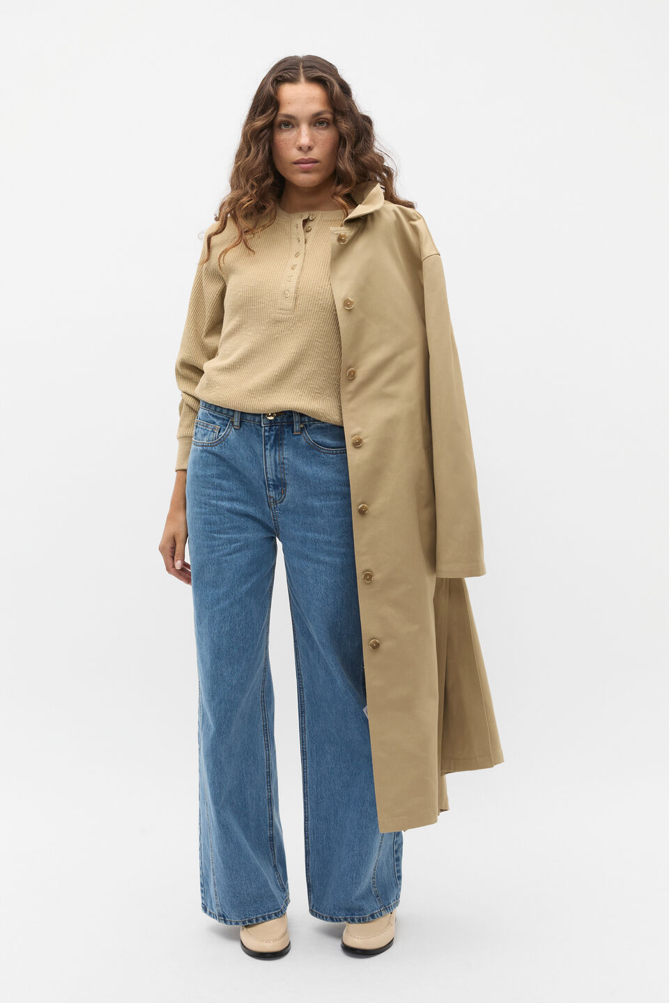 Supersoft Henley Relaxed Top  Cashew