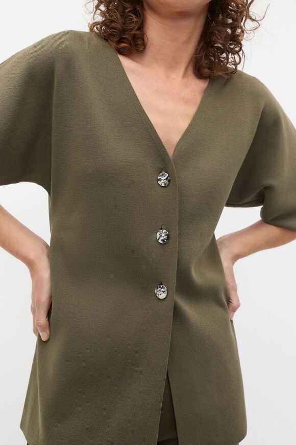 Crepe Knit Batwing Cardigan  Olive Leaf  hi-res