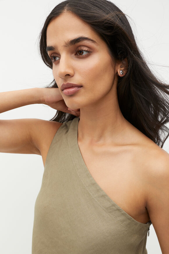 Linen One Shoulder Top  Rosemary  hi-res