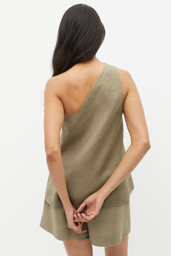 Linen One Shoulder Top  Rosemary  hi-res