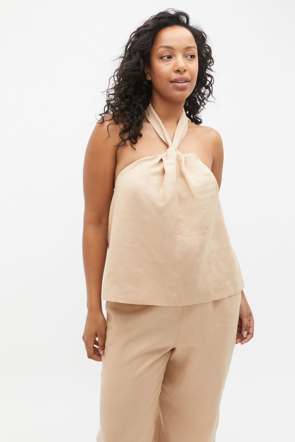 Linen Halter Top  Nougat
