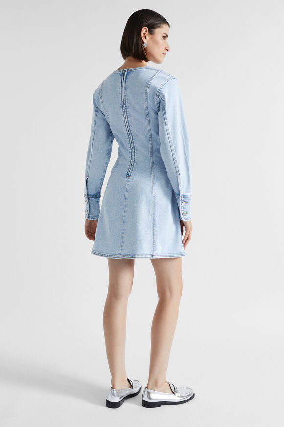 Denim Flounce Mini Dress  Glacier Denim  hi-res