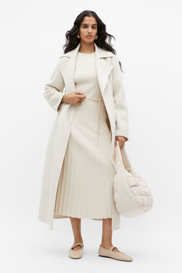 Pleated Knit Midi Dress  Vanilla Cream Marle  hi-res