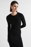 Rib Knit Crew Neck Dress  Black  hi-res