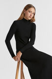Rib Knit High Neck Dress  Black  hi-res