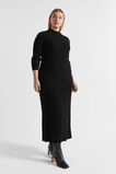 Rib Knit High Neck Dress  Black  hi-res