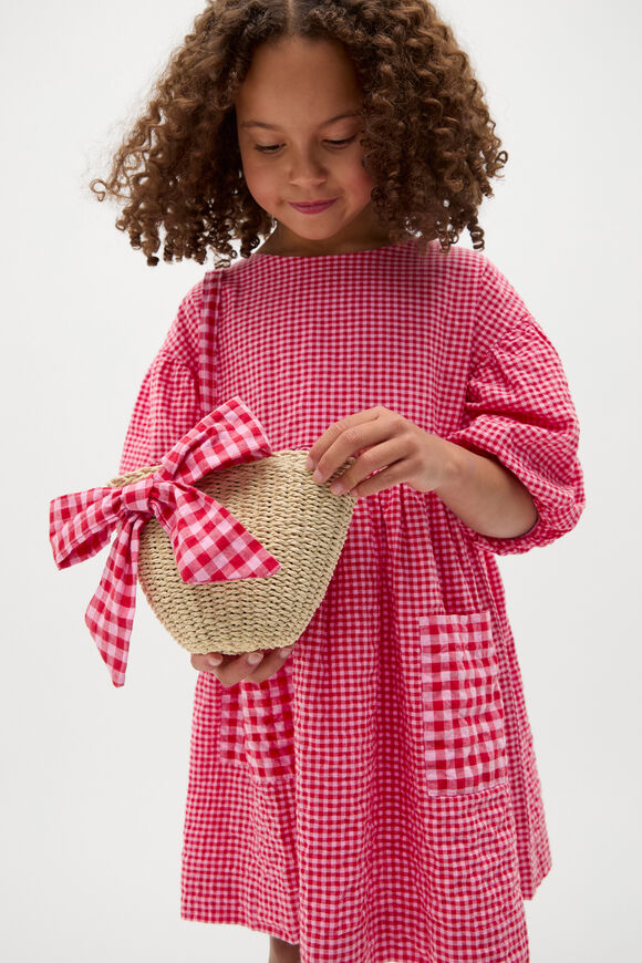 Straw Gingham Bag  Natural  hi-res