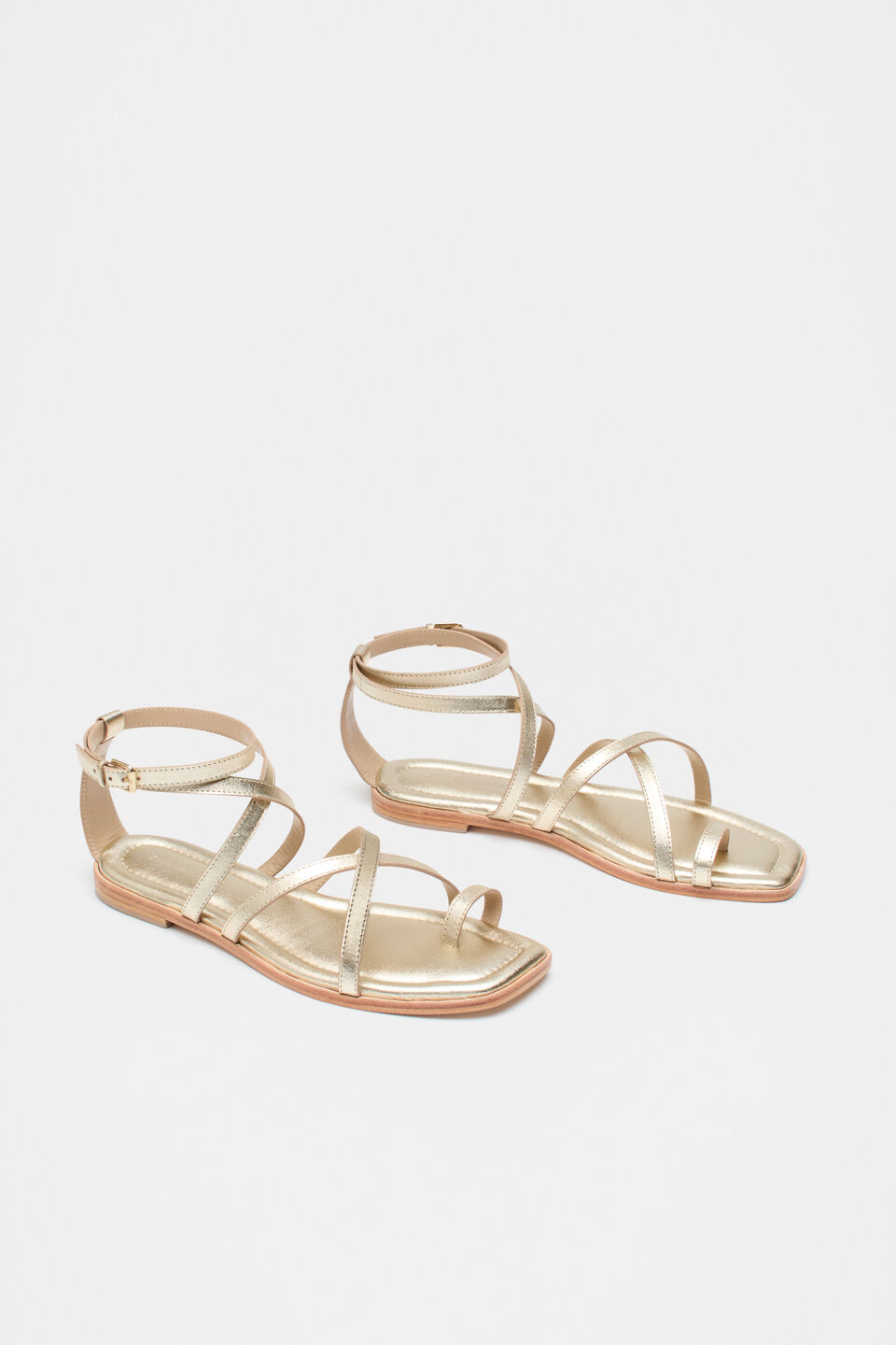 Addison Flat Sandal  Pale Gold