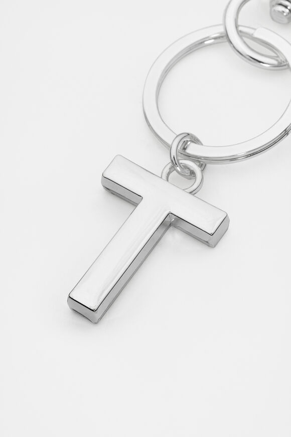 Silver Initials Keyring  T  hi-res