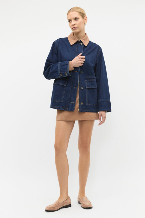 Denim Contrast Collar Jacket  Twilight Blue  hi-res