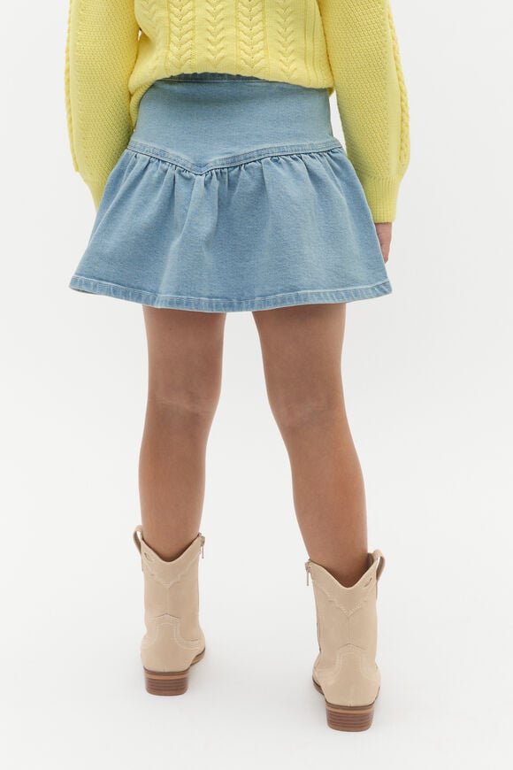 Gathered Denim Skirt  Light Wash  hi-res