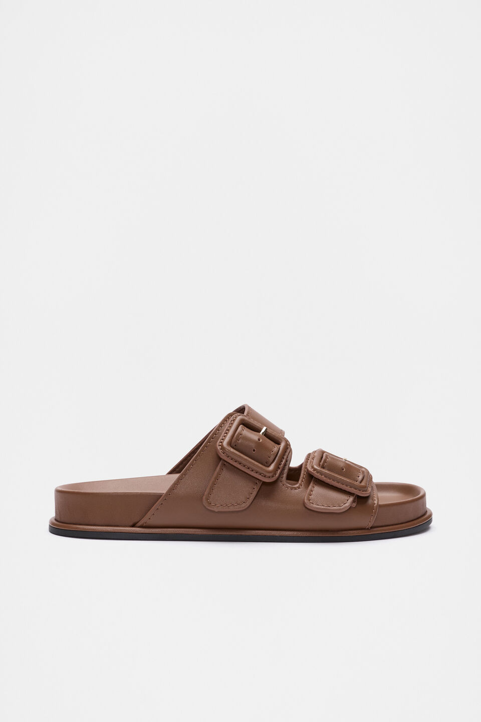 Dulci Covered Buckle Slide  Deep Tan