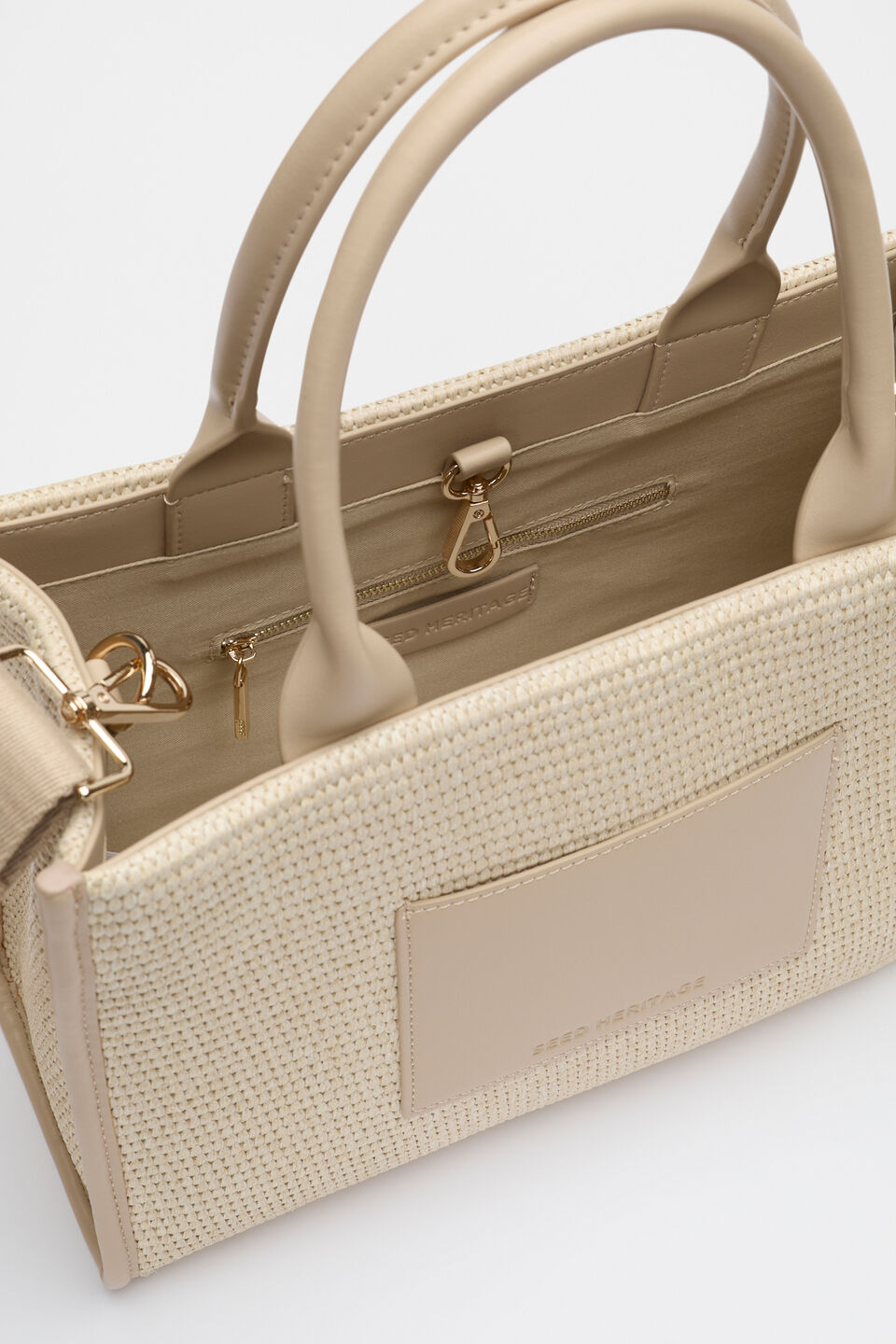 Structured Woven Mini Tote  Iced Latte
