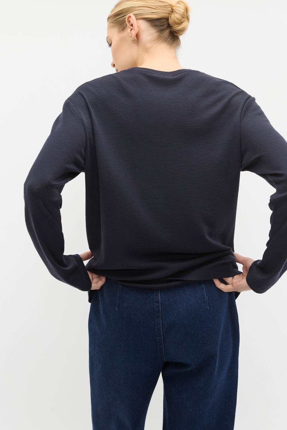 Australian Merino Relaxed Top  Twilight Blue