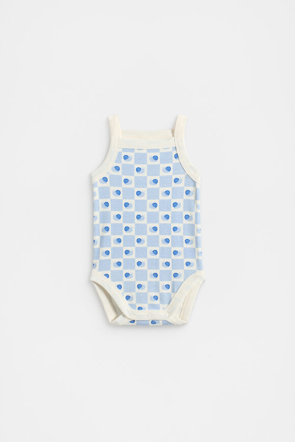 Snail Singlet Bodysuit  Baby Blue  hi-res