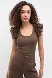 Ruffle Sleeve Rib Tank  Pinecone  hi-res