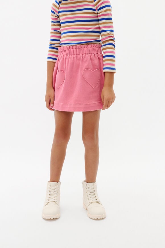 Heart Denim Skirt  Raspberry  hi-res