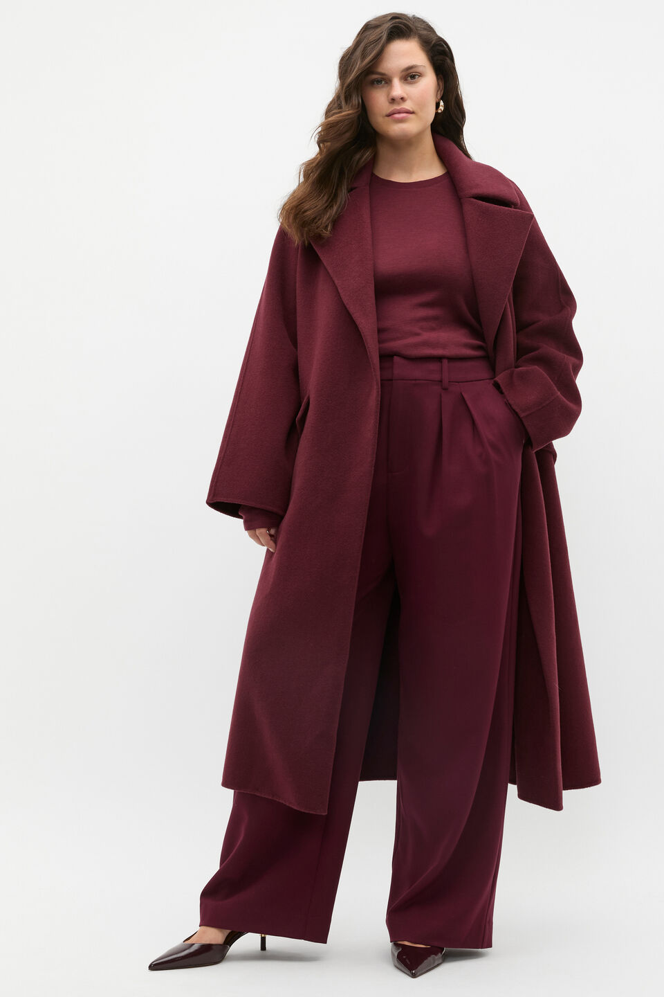 Australian Merino Relaxed Top  Plum Red