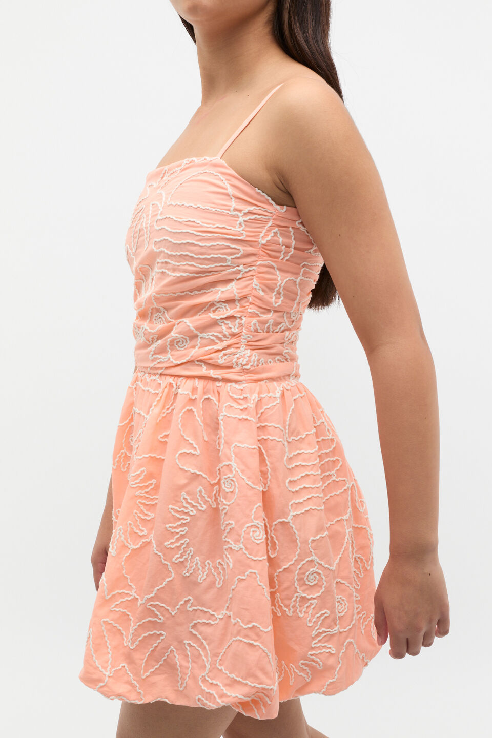 Embroidered Dress  Peach