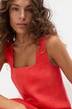 Square Neck Linen Shell Top  Electric Crimson  hi-res