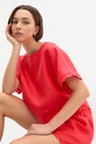 Linen Wave Scallop Boxy Tee  Electric Crimson  hi-res