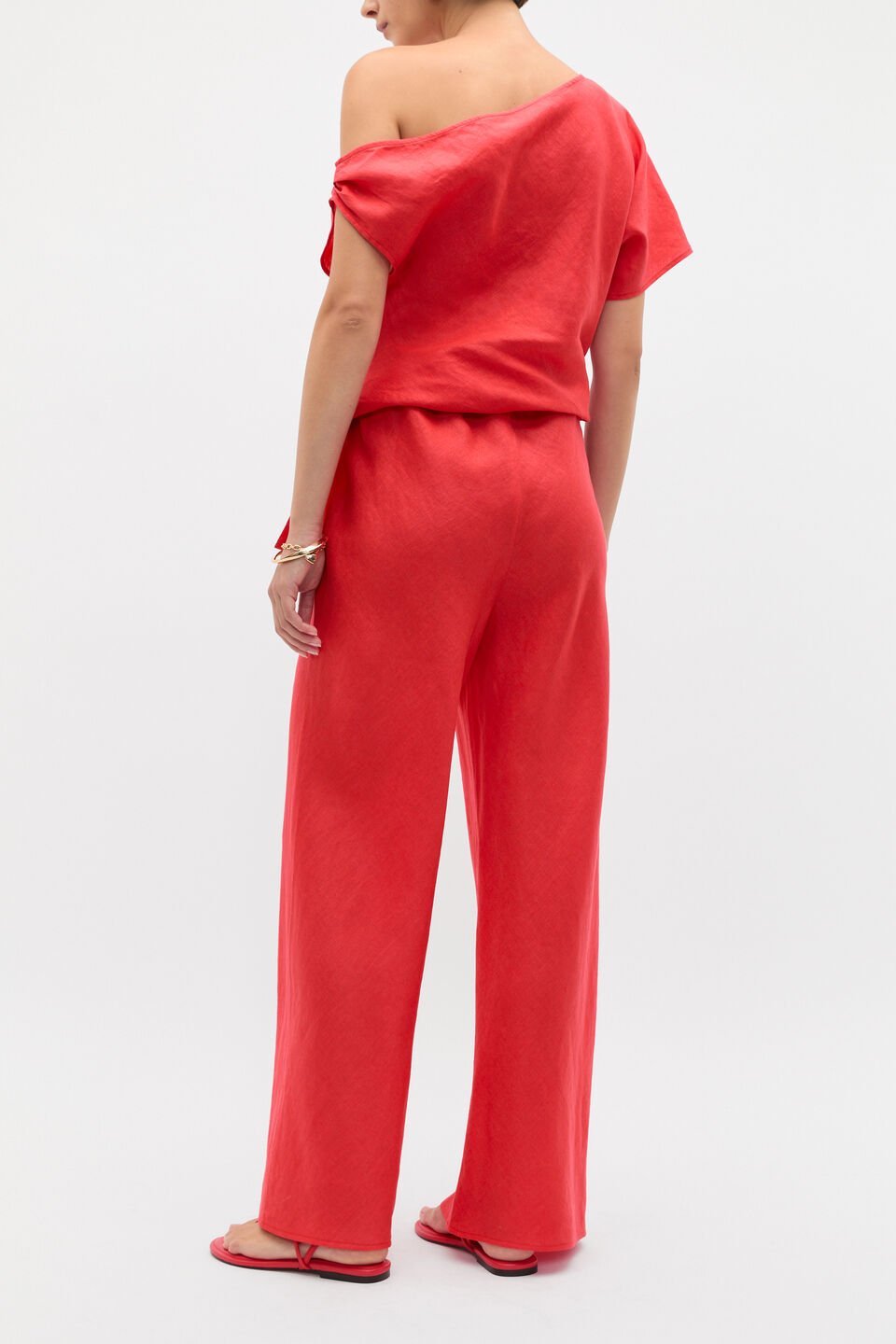 Linen Easy Wide Leg Pant  Electric Crimson
