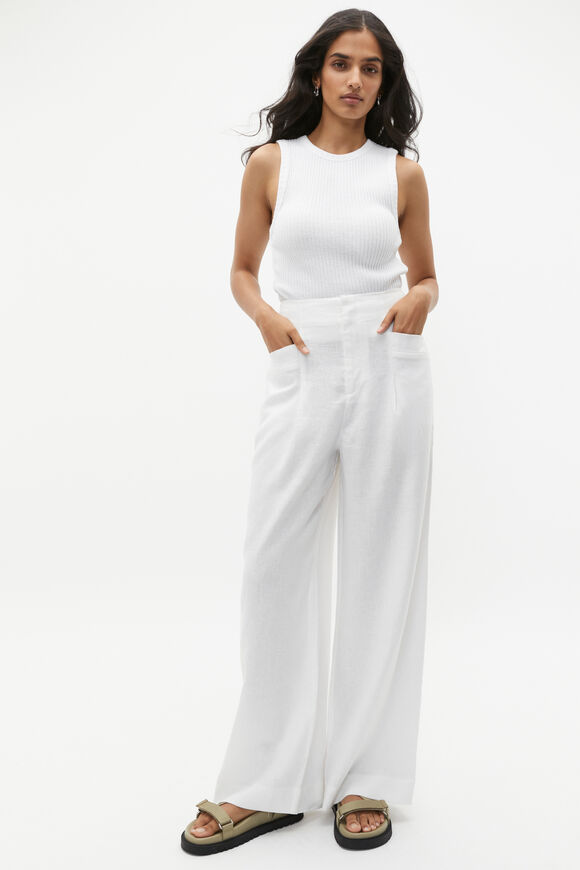 Linen High Rise Pleat Pant  Whisper White  hi-res