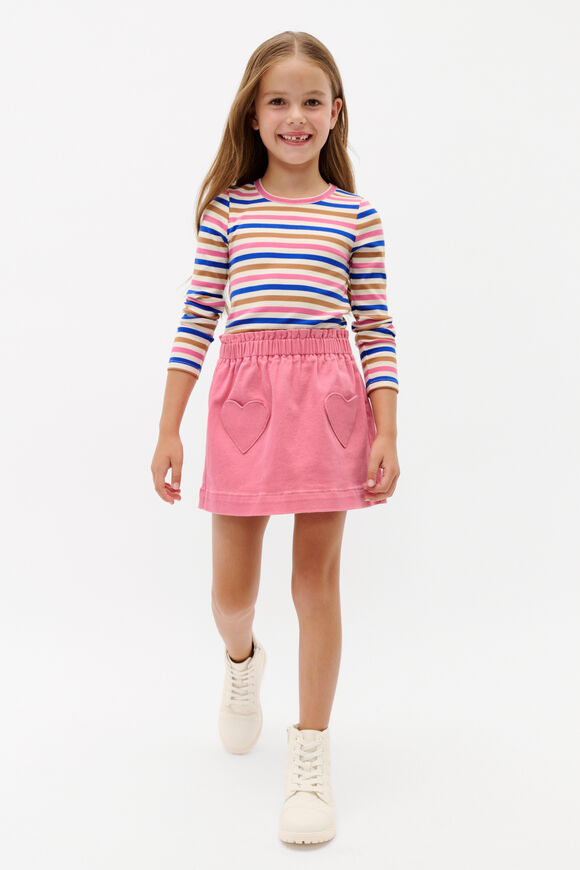 Heart Denim Skirt  Raspberry  hi-res