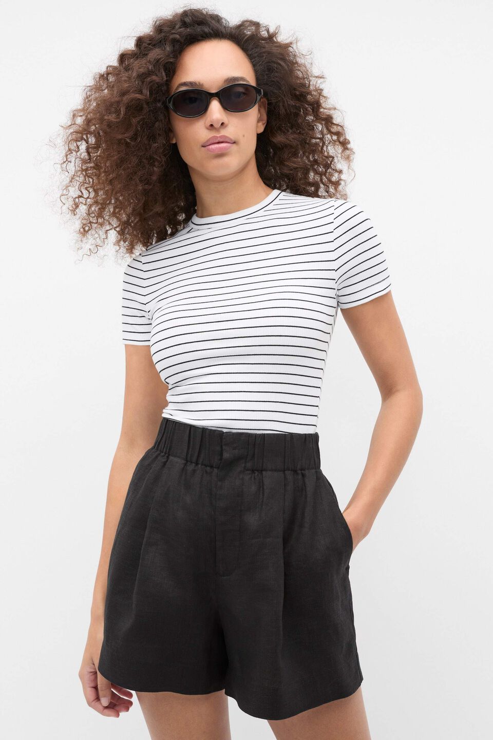 Core Australian Cotton Rib Tee  Mono Stripe
