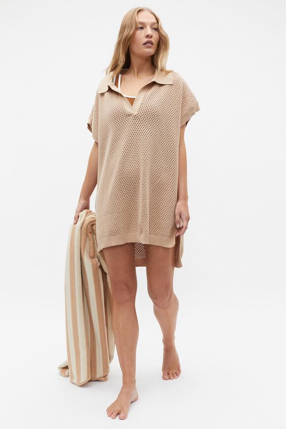 Crochet Knit Poncho  Nougat  hi-res