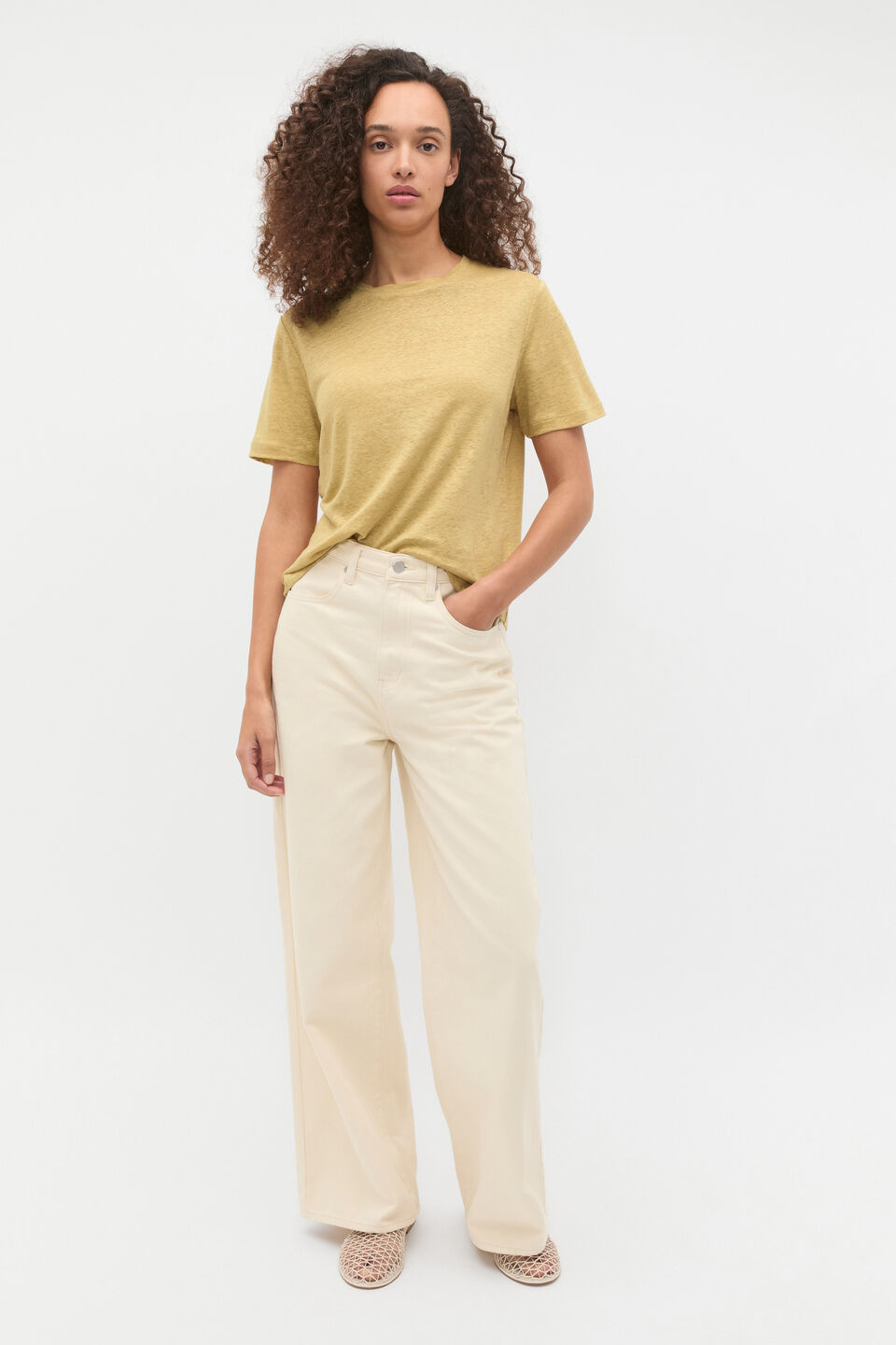Linen Neat Tee  Honey