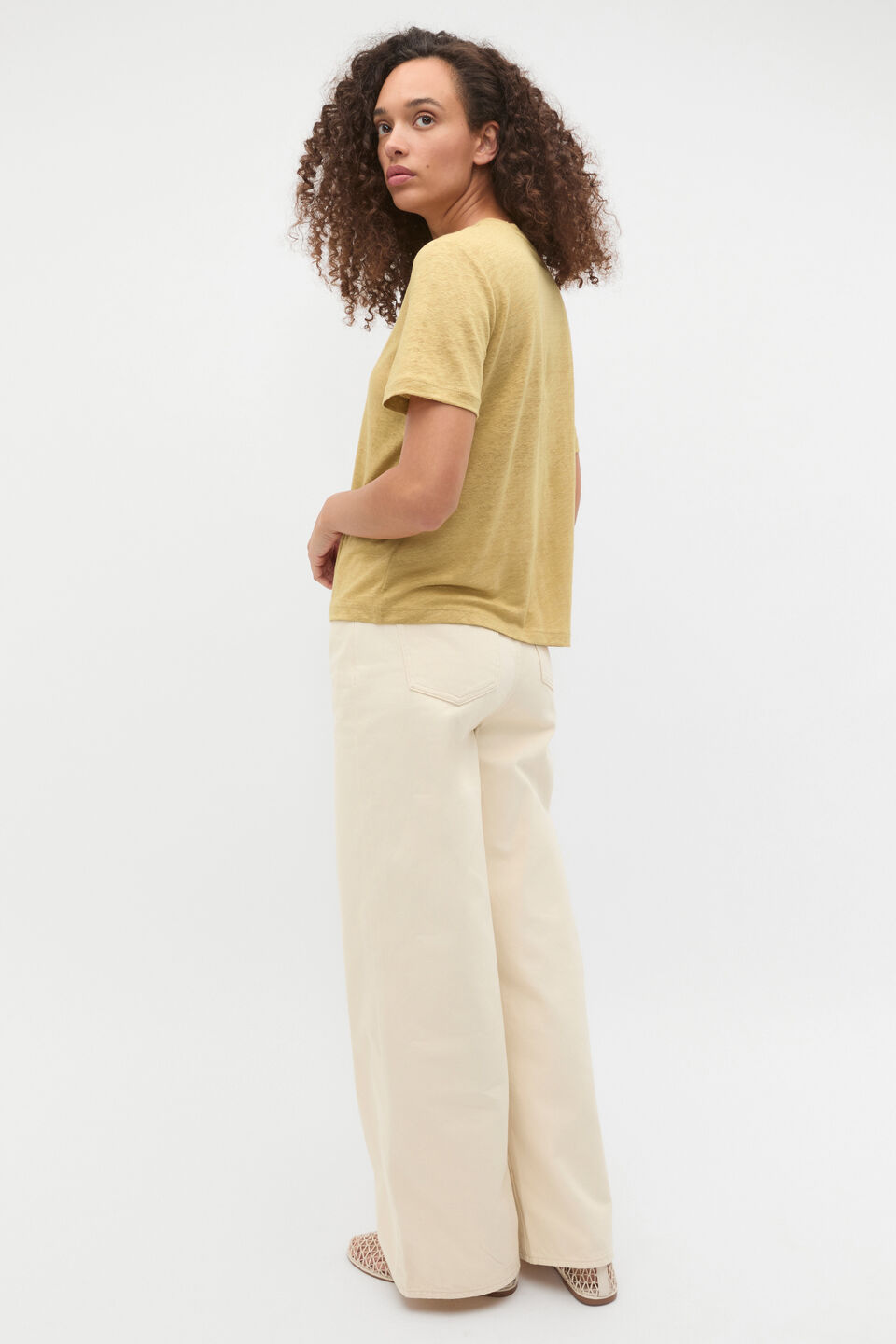 Linen Neat Tee  Honey