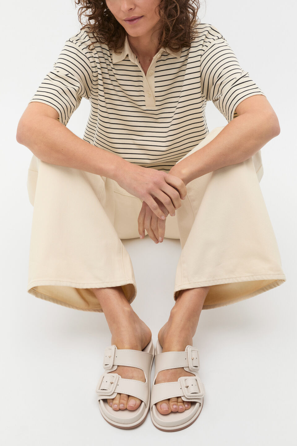 Dulci Covered Buckle Slide  Tofu