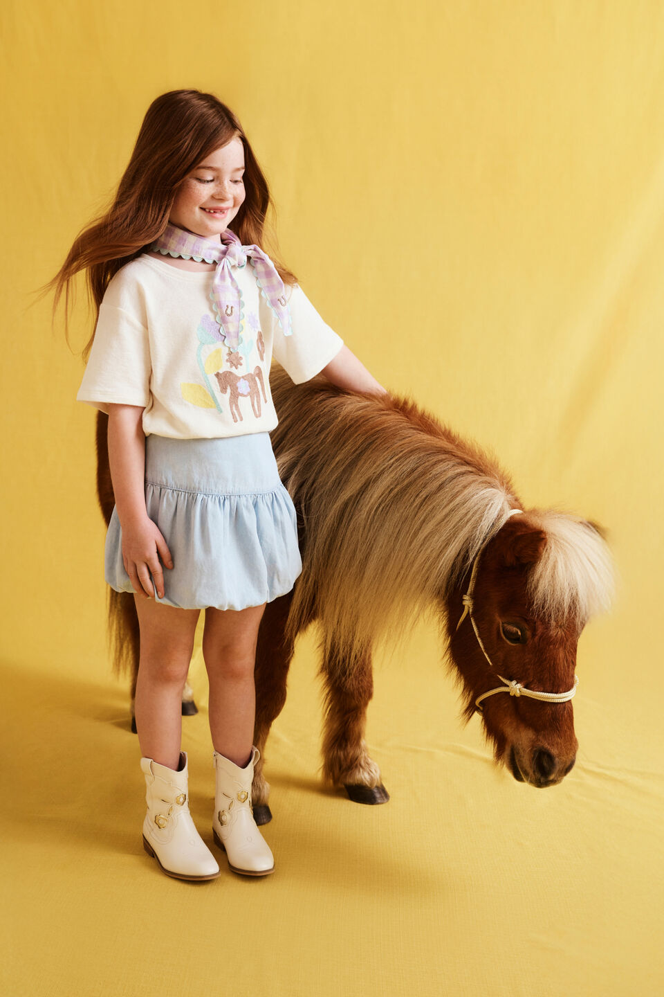 Floral Pony Tee  Vintage Cream