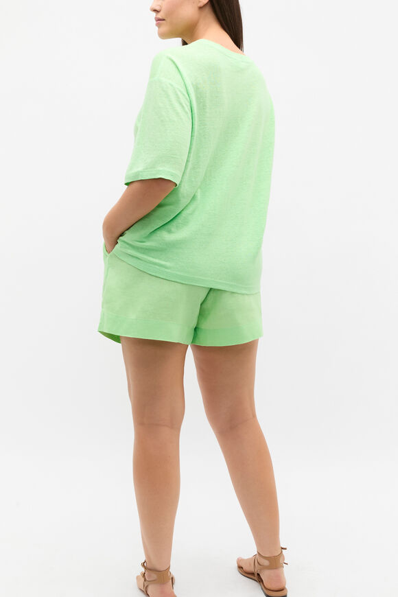 Linen Relaxed Tee  Green Apple  hi-res